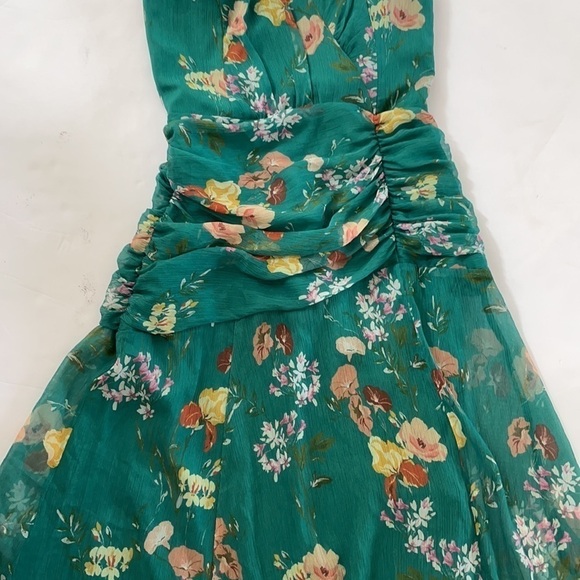 Modcloth Harlyn Green floral strapless midi dress small - Picture 6 of 9